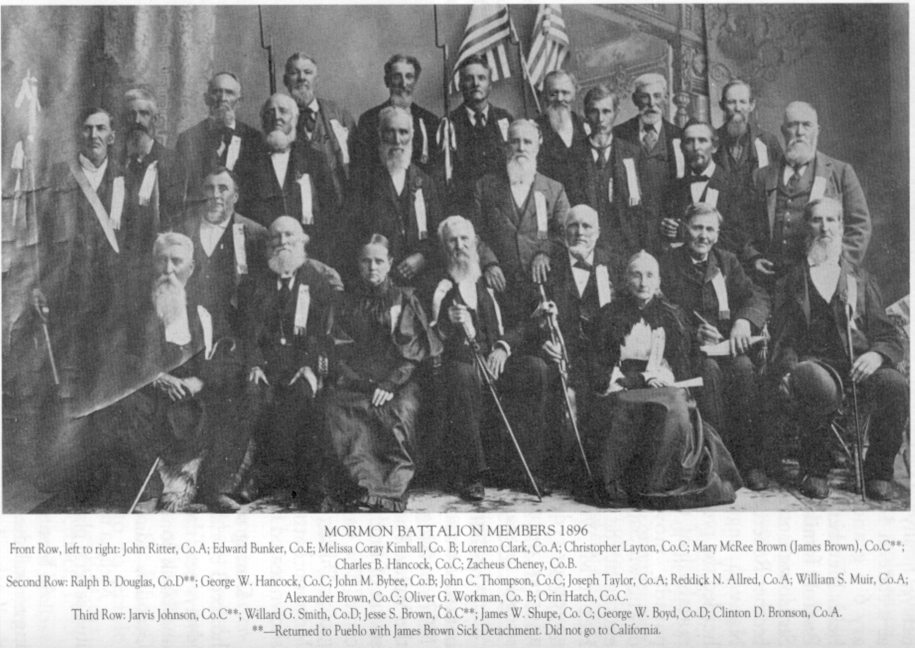 Melissa in front row with Mormon Battalion reunion group at 50 year reunion