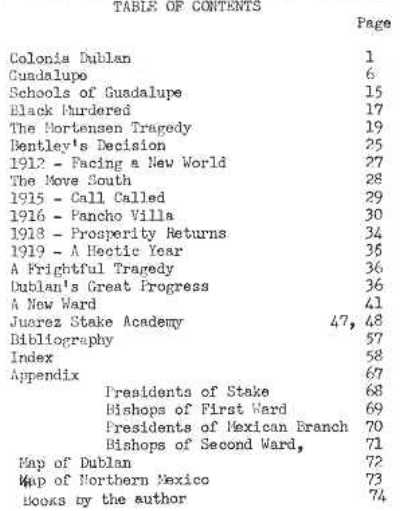 Table of Contents