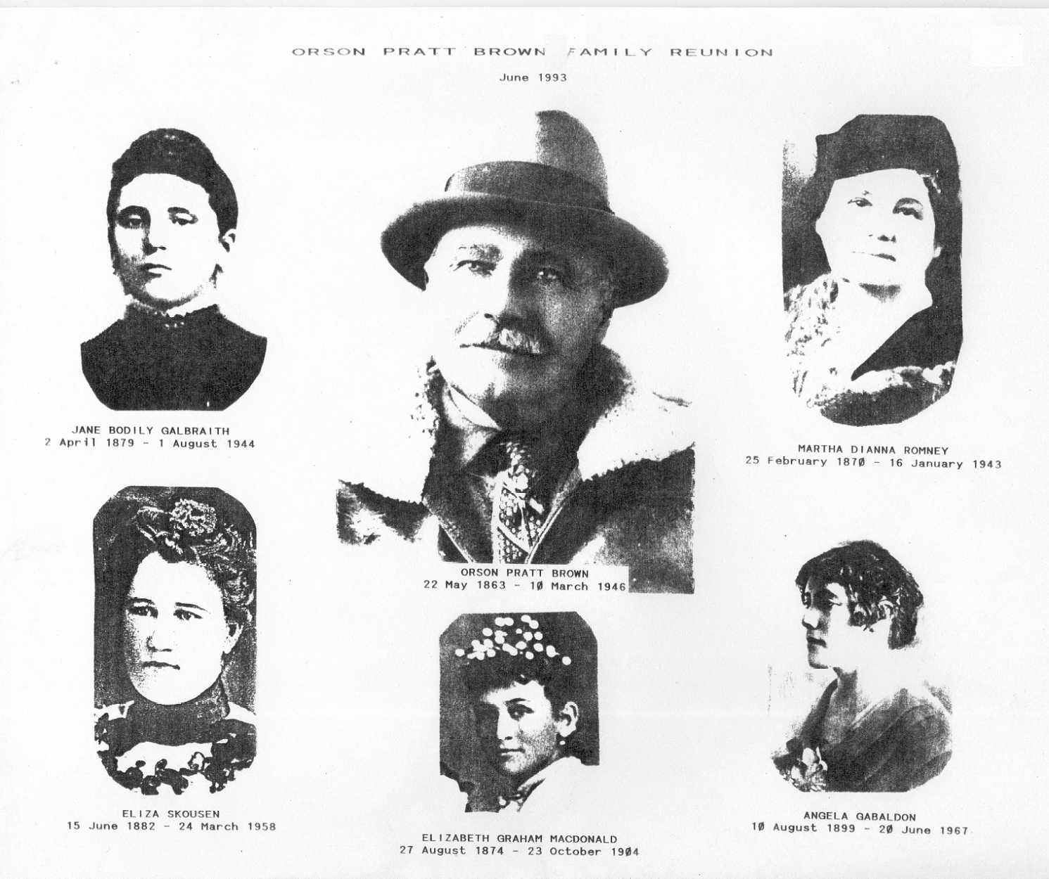 Orson Pratt Brown surrounded by his five wives