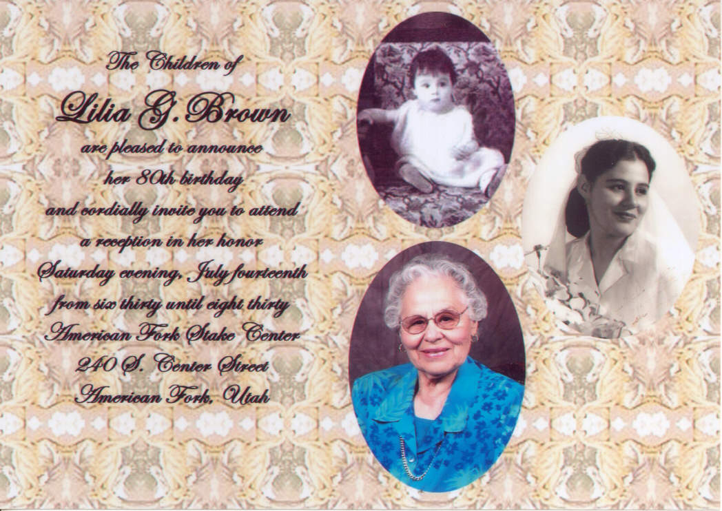 Lilia Gonzalez 80th Birthday Party Invitation 2007