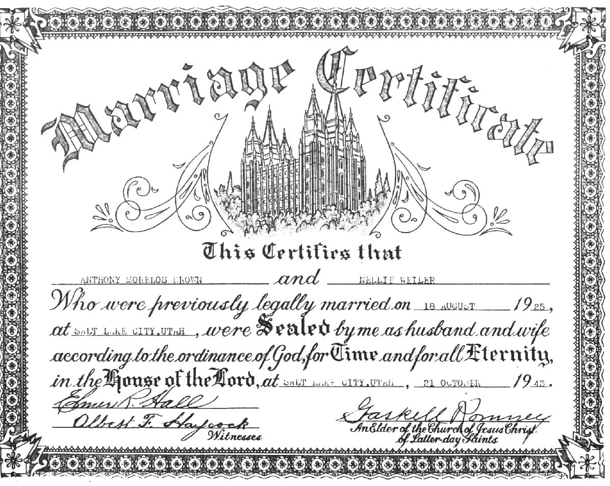 Anthony Morelos Brown and Nelle Weiler Sealing Cert 18 August 1925